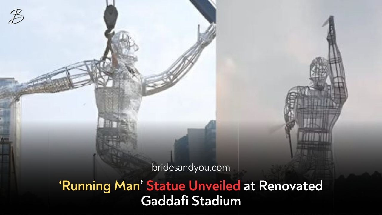 Monumental 'Running Man' Statue Installed at Gaddafi Stadium Ahead of ICC Men’s Champions Trophy 2025