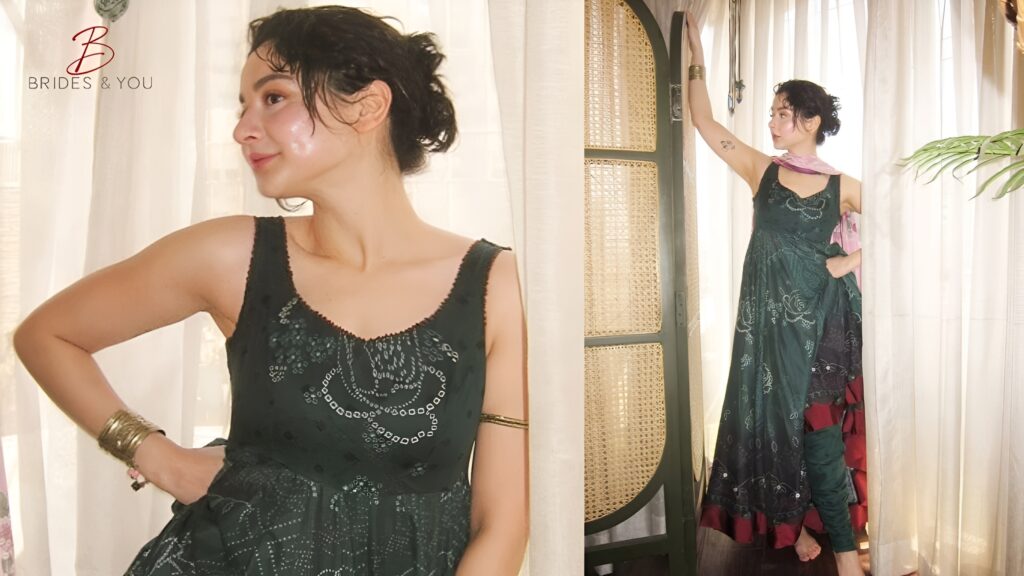 Hania Aamir green Anarkali look