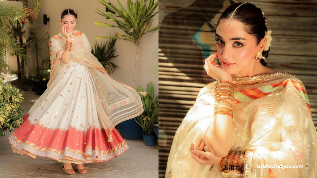 Maya Ali White Anarkali Look