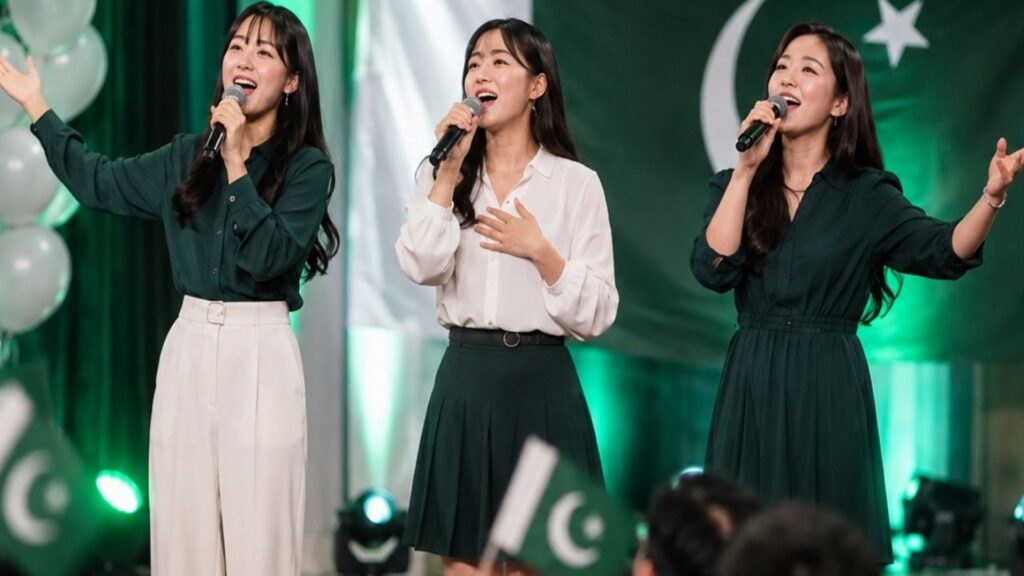Korean students sing Dil Dil Pakistan